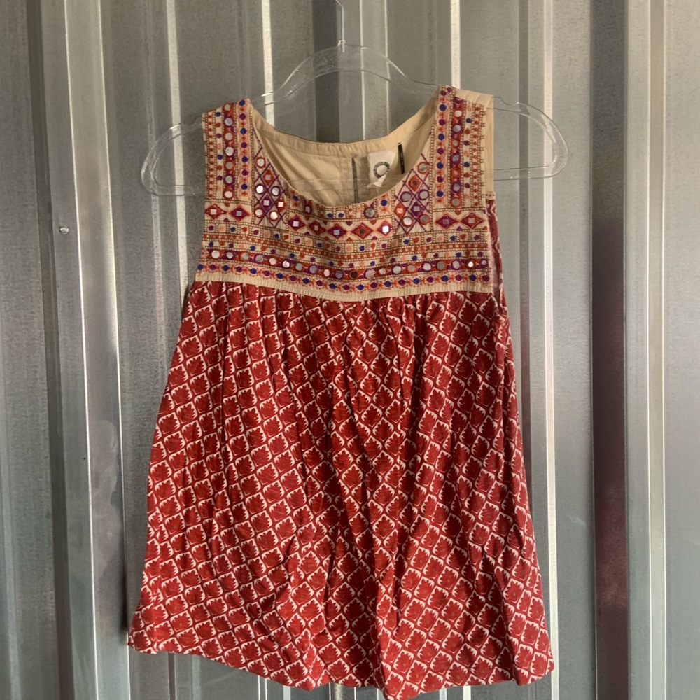 Anthropology Akemi Kin Vela Tank Colorful Embroidered Sleeveless Top